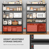 SYLOUGH 55.12" W Father&I 5-Shelf Industrial Adjustable Heavy-Dudy Tall Metal Steel Garage Storage Shelves Shelving Units/Rack System (Commercial) for Basement/Shop/Dorm, 84" H*55.12" W*24" D*, Black SYLOUGH