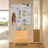 SHGJ&SOFT PegBoard Combination Kit, Pegboards and Accessories Modular Hanging, Wall Organizer Pegboard for Home and Office,24″×24″, Wall Mount Display Pegboard Panel Kits (White, 4 Pieces) SHGJ&SOFT