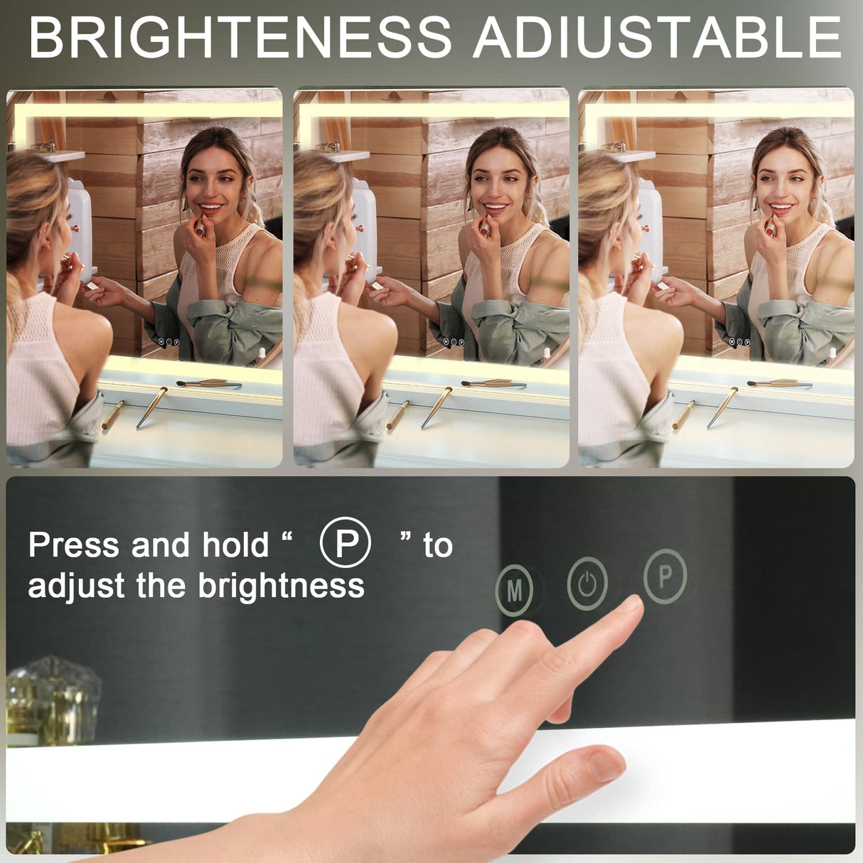 Sucedey Vanity Mirror with Lights, 23" x 18" Makeup Mirror, Hollywood Mirror with 3 Color Modes & Adjustable Brightness, Detachable 10x Magnification and USB Charging Design (White) Sucedey
