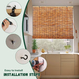 Outdoor Bamboo Roller Shades Blinds for Patio Waterproof Privacy Bamboo Roll Up Shade 70% Blackout Bamboo Blinds for Garden Porch Anti-UV Custom 20 26 38 46 62 70 72 79" Easy to Install Bamboo Curtain WQbhryllya