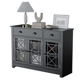 Cozy Castle Modern Buffet Cabinet with Drawers, Wood Sideboard Buffet Cabinet with 3 Acrylic Glass Doors, Freestanding Bar Cabinet, Black Cozy Castle