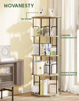 HOVANESTY Rotating Bookshelf, Spinning Bookshelf, 4 Tier 360 Display Freestanding Wood Rotating Bookcase for Kids Room, Living Room, Office, Bedroom, Study Room HOVANESTY