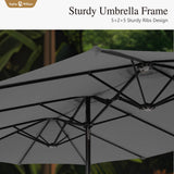 Sophia & William 15 ft Extra Large Patio Umbrella with Base Included, Rectangular Outdoor Umbrella Heavy Duty, Market Umbrella Double-sided Fade Resistant for Pool Garden Backyard, Smoky Gray Sophia & William