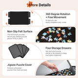 1500 Pieces Move & Rotating Puzzle Board with Drawers，36.42" x 28.94" Portable Jigsaw Puzzle Table for Adults, Wooden Puzzle Board with Covers & Wheels, Birthday Gifts for Mom HEBESPACE