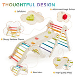HOMMOW 7-in-1 Pikler Triangle Set with Cushion, Wooden Pikler Triangle Climbing Set with Arch, Ramp & Ladder, Large Foldable Montessori Jungle Gym, Indoor Climbing Toys for Toddlers-Rainbow HOMMOW