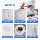 BANGSON Portable Washing Machine, Mini Twin Tub Washer and Dryer Combo with 17.6 lbs Large Capacity, Portable Washer for Apartment, Dorm, RV, Camping, Home, 25.6x14.2x28.8 inches, White & Blue BANGSON