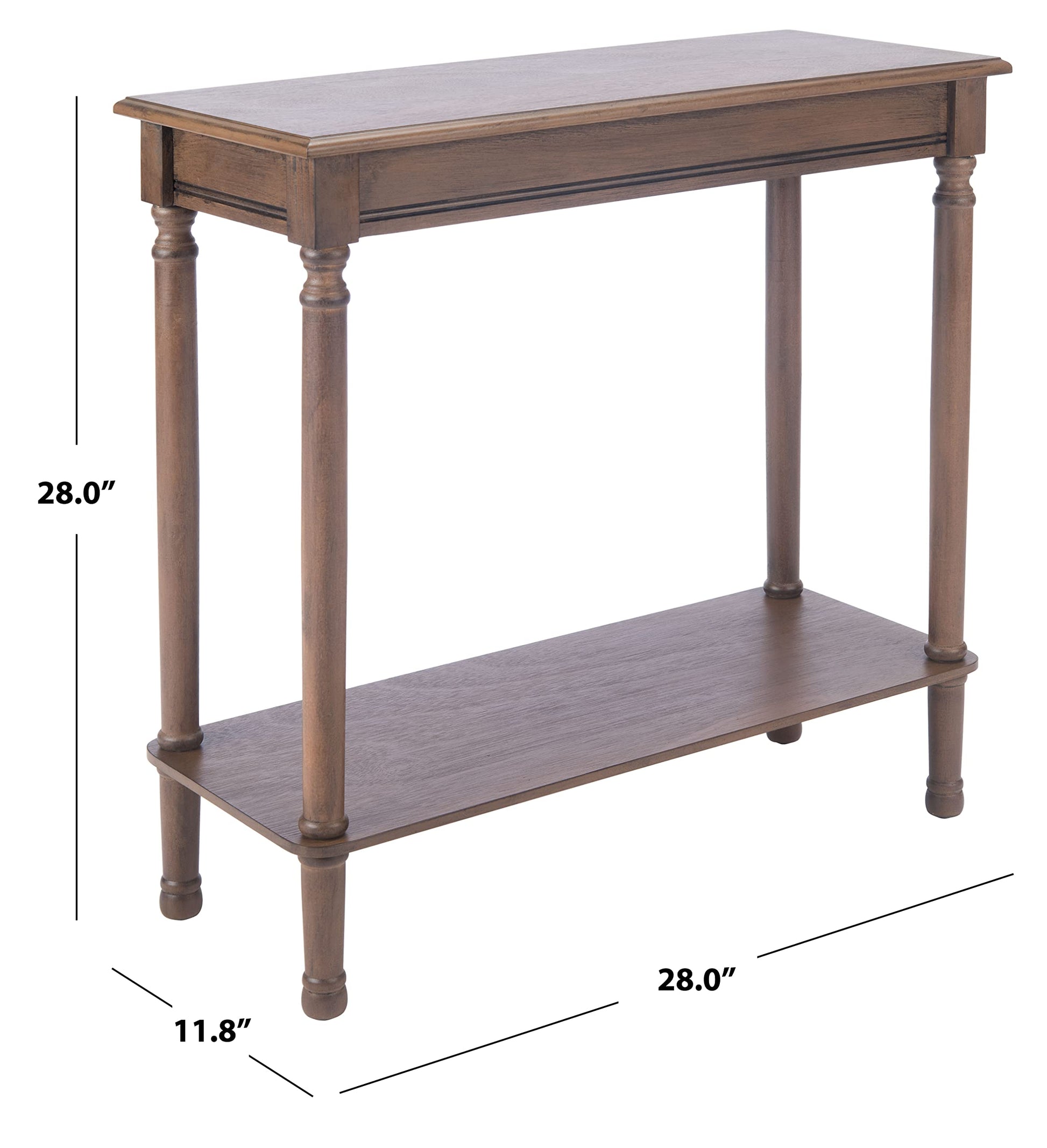 Safavieh Home Collection Tinsley Greige Rectangular Bottom Shelf Console Table - WoodArtSupply