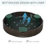 Outsunny Kids Outdoor Sandbox with Cover Garden Bed, Easy Assembly Children's Round Sandbox for Backyard, Brown, 48.5" x 48.5" x 8.75" Outsunny