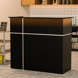 AHB Reception Desk with Counter, Modern Front Table Equipped Lockers & Storage Shelves, 50-inch Checkout Counter with LED Lights & DIY Stripe for Lobbies, Salons, Retail, Home Offices, Reception Room AHB