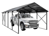 Kurapika 12x22 FT Metal Carport with Reinforced Base Outdoor Heavy Duty Car Port with Galvanized Steel Roof, Garage Car Shelter, Multi-Purpose Carports for Car, Truck and Boats Kurapika