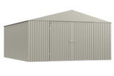 Arrow Shed Elite 14' x 16' Tall Outdoor Steel Storage Shed with High Gable and Lockable Doors Storage Building, Cool Grey Arrow