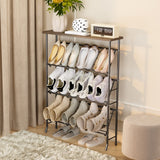 JZM Shoe Rack Storage, Narrow 4 Tier Metal Shoe Storage Shelf, Free Standing Shoe Racks, Space Saving Shoe Rack Organizer for Entryway, Hallway, Bedroom, Living Room(12-16 Pair) JZM