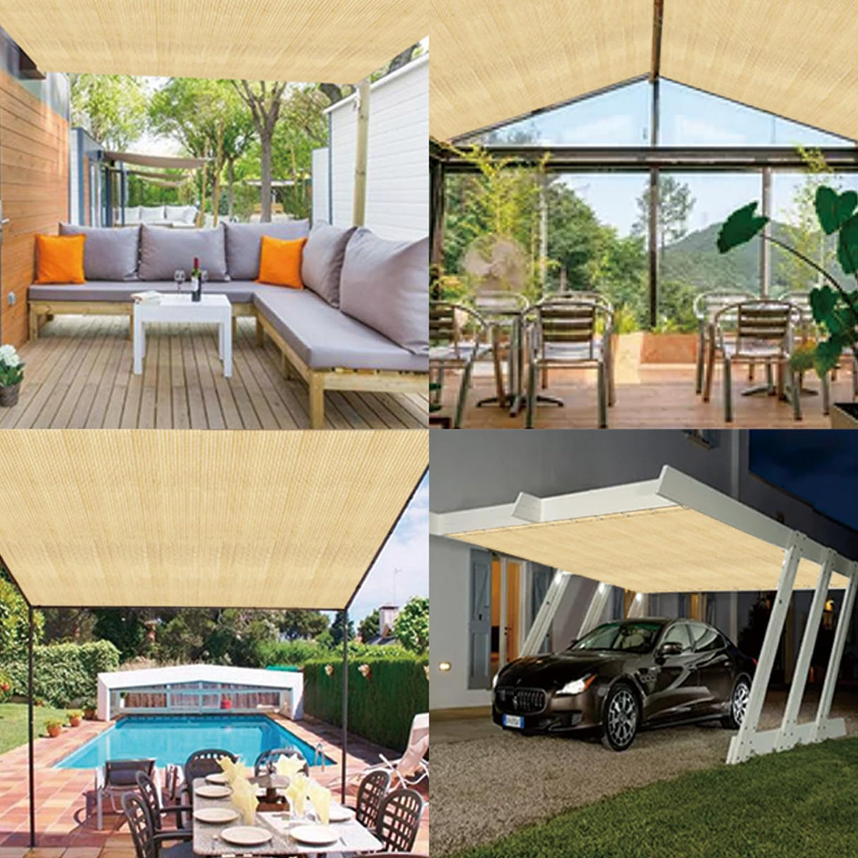 90% 6x15ft Sun Shade Cloth for Outdoor Deck Backyard Patio Garden Pergola Cover Canopy Beige POYEE