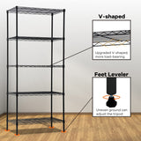 NChanmar 5-Tier Wire Shelving Unit Storage Shelves 61"x24"x14" Metal Heavy Duty Wire Rack Shelving NSF for Home Kitchen Bathroom Garage(Black) NChanmar