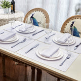 Homejoy Place Mats Set of 8 – Rectangle Rectangular Waterproof Fabric Polyester Cloth Washable Wipeable Heat Resistant Placemats for Kitchen Dining Dinner Table Indoor 13 x 19 Inch White HomeJoy