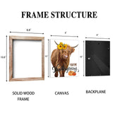 YPY Highland Cow Farmhouse Wall Decor Signs Xmas Cow Canvas Art with 7 Interchangeable Holiday Sayings, Rustic Wood Picture Frame Indoor Christmas Decorations for Home 10x12 YPY