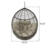 Roomfitters Outdoor Hanging Egg Chair with Woven Rattan Frame and Plush Cushion, Stand Not Included, Brown roomfitters