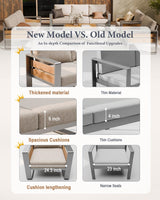 ZANDOR Aluminum Outdoor Patio Conversation Furniture Set, 5 PCS Metal Modern Outside Sectional Lawn Furniture with Coffee Table & Washable Thick Cushions,Seating Sofa for Garden/Backyard/Porch Silver ZANDOR