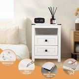 BTDWI Farmhouse Nightstand Set 2, Wood Side Table with Drawers and Storage Shelf, Square End Table for Bedroom, Light Beige Rustic Oak BTDWI