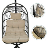 Enipate Outdoor Hanging Egg Chair Cushion, Water-Resistant Tufted Swing Basket Chairs Cushion Pads with Headrest Pillow Enipate