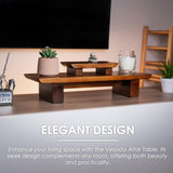 Vesoda Meditation Altar Table – 21 x 7.5 x 6 Inch Handmade Tiered Puja Table - Small Alter Table for Relaxation, Prayer - Buddha Shrine Altar Meditation Table Made of Solid and Rich Mango Wood Vesoda