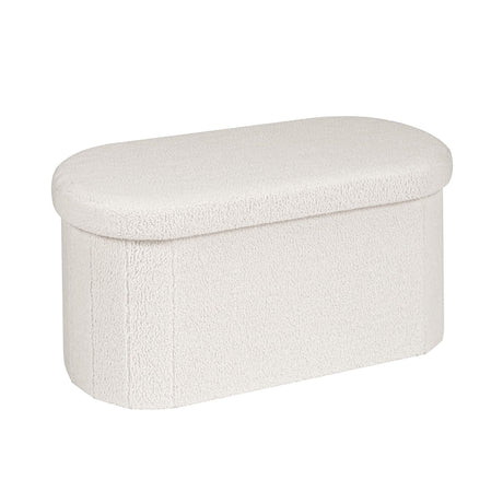 B FSOBEIIALEO Ottoman with Storage for Living Room, Sherpa Folding Storage Ottoman Foot Rest, 30 Inches Collapsible Bedroom Bench White B FSOBEIIALEO