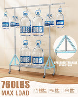 100% Stainless Steel Clothing Rack Load 760LBS, Ultra-Stable Heavy Duty Clothes Rack W/ Reinforced Rubber Ring, Extendable Adjustable Rolling Garment Racks W/ Sturdy Wheel for Portable Hanging Clothes FYBEE