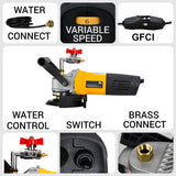 QuickT SPW702A Concrete Countertop Wet Polisher Variable Speed Grinder Sander Granite Stone Polisher Polishing Fabrication Tools Kit - 4" Diamond Polishing Pads for Concrete Granite Marble Tile Polish QuickZ