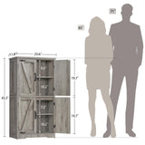 TEENFON Farmhouse Storage Cabinet with 2 Adjustable Shelves, Bathroom Cabinet with 4 Doors, Cupboard for Kitchen, Living Room, Rustic Gray TEENFON