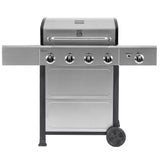 Kenmore 4-Burner BBQ Gas Grill with Side Burner, Outdoor Propane Grill, 53,000 BTUs, Cast Iron Cooking Grates, Electronic Ignition, Warming Rack, Open Cart Design & All-Terrain Wheels, Stainless Steel Kenmore