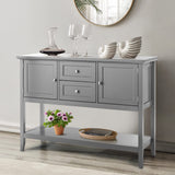 HAPPYGRILL Buffet Sideboard Solid Wood Storage Cabinet Console Table with 2 Drawers & Shelf, Buffet Server Cupboard for Kitchen, Entryway, Living HAPPYGRILL