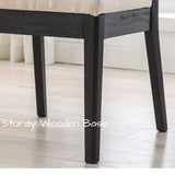 BESTANO Farmhouse Rattan Dining Chairs Set of 4 Black Wood Dining Room Chairs Rectangle Cane Country Kitchen Chairs Upholstered Dining Chair for Dining Room, Cream Linen BESTANO