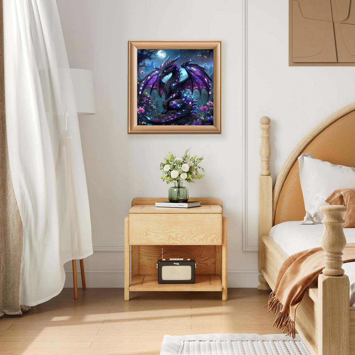 Lxmsja Dragon Diamond Art Kits for Adults, Moonlight Diamond Painting Kits for Beginners, 5D DIY Full Drill Gem Art Crafts for Adults, Home Wall Decor 12x12 inch Lxmsja