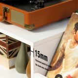 UODERS Record Player Stand, Large Record Player Table Cabinet with Open Vinyl Storage and Display Shelf Holds up to 350 Albums, Mid Century Wood Turntable for Living Room, Bedroom (White) UODERS