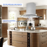 JOEAONZ 30 inch Island Range Hood Stainless Steel 700 CFM Push Button Control Kitchen Exhaust Ventilation Fan with 5-layer Mesh Filters, Large Airflow Capacity Ceiling Mount Vent Hood JOEAONZ