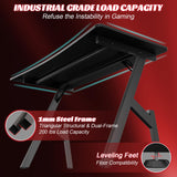 HLDIRECT 47 Inch Gaming Desk with Carbon Fibre Surface, Large Computer Desk Gaming Table, Ergonomic Pc Gaming Workstation Home Office Desks with Cup Holder & Headphone Hook HLDIRECT