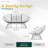 Bme Double Papasan Chair, 600lbs Capacity, Ergonomic Design, Soft Thick Fabric Cushion, Bee-Designed Frame, Durable Steel, 60", Black - Black Base Bme