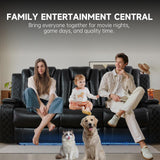 PU Leather Power Wall Hugger Chair Double Reclining Sectional Sofa 3-Seater Loveseat Couch with Reversible Coffee Table, Wireless Chargers, USB Port and Ambient LED Light for Living Room RV Theater NicBex