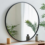Round Mirror, Black Round Mirror 24 inch, Round Wall Mirror Metal Frame, Round Bathroom Mirror, Circle Mirrors for Wall, Living Room, Bedroom, Vanity, Entryway, Hallway. Oruii