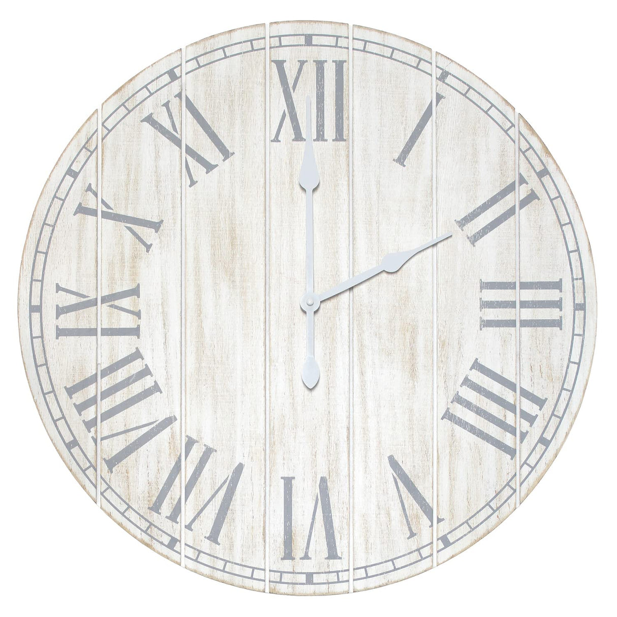Elegant Designs HG2003-WWH Wood Plank 23" Large Coastal Rustic Wall Clock, White Wash Elegant Designs