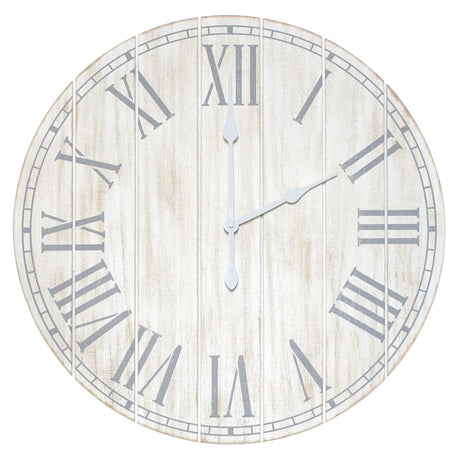 Elegant Designs HG2003-WWH Wood Plank 23" Large Coastal Rustic Wall Clock, White Wash Elegant Designs