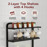 Homsorout Coffee Bar Station - Bakers Rack with Fabric Drawer, Microwave Oven Storage Stand, Bakers Rack for Coffee Stand Station, Home Kitchen Organizer, Black Homsorout