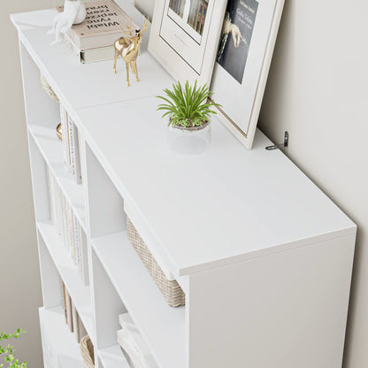 FOTOSOK 71-Inch Tall White Storage Cabinet with 3 Drawers and 3 Open Shelves - WoodArtSupply