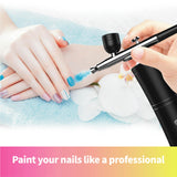 AYYHG Cordless Rechargeable Airbrush Kit with Compressor - Adjustable High-Pressure Non-Clogging 0.3mm Nozzle Complete Set for Nail Art, Cake Decor, Barber, Model Painting & Makeup (Black) AYYHG