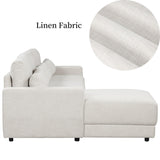 Merax 93"*61" Linen Sectional Couches with Removable Back Cushions and 3 Pillows, Birch Wood L-Shaped Upholstered Modular Sofa Chaise for Living Room, Offices, Apartment, Beige Merax