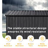 Breezestival 8'x4' Shed Galvanized Steel Storage Sheds with Triple Doors Utility Sheds for Vertical Storage, Dual Lock Lean to Shed with Sloped Roof for Mower, Bike, Garden Tools (Black) Breezestival