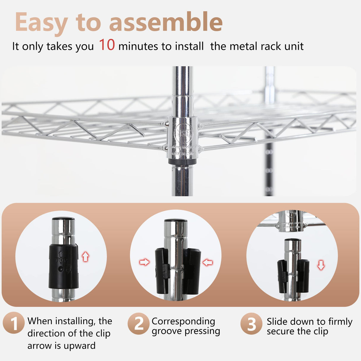 FDW 6 Tier Wire Shelving Units 23L x 13W x 59H Adjustable Metal Storage Rack NSF Pantry Shelves Kitchen Organization Shelf for Kitchen Garage Small Places Commercial,Chrome FDW