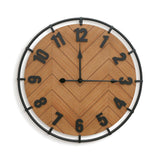 Micasso Large Farmhouse Wall Clock: 27 Inch Rustic Antique Wood Silent Battery Operated Clock with Metal Circle and Large Numerals for Living Room/Bedroom/Office Micasso