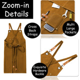 King Mills Plus Size Aprons For Men Women With Large Pockets, Cotton Canvas Cross Back Adjustable Apron, Also For Gardening, Wood Working And Metal Working, And Can Be Carpenter or Pottery Apron. KHI King Mills