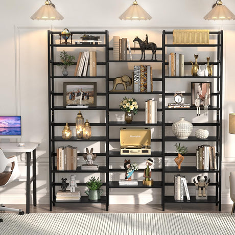 Homykic 6-Tier Triple Wide Bamboo Bookshelf - 17 Open Display Shelves, 6ft Tall Freestanding Storage for Home Office, Bedroom, Living Room Homykic